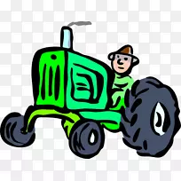农民农业剪贴画-绿色拖拉机剪贴画