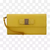手提包黄色钱包送信袋-女士。费拉格慕时尚长钱包