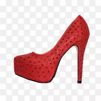 红鞋、高跟鞋、细跟仿宝石和莱茵石.红色高跟鞋