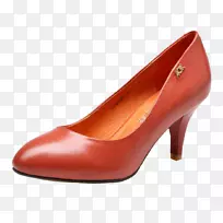 拖鞋高跟鞋莫卡辛红橙色通勤高跟鞋