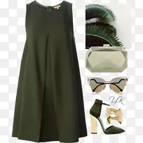 绿色高跟鞋服装.绿色连衣裙和高跟鞋