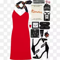 短裙-红色连衣裙和高跟鞋