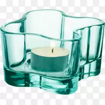 餐厅萨沃伊·阿尔托花瓶伊特塔拉玻璃花式绿色玻璃蜡烛