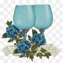 酒杯鸡尾酒蓝色香槟杯蓝色玻璃