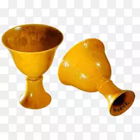 古董杯-黄色玻璃