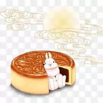 月饼莫奇食物中秋节素描月饼兔