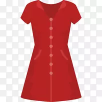 t恤肩袖连衣裙-红色连衣裙