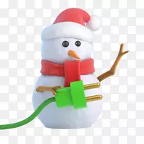 圣诞老人雪人报摄影剪贴画-雪人拔掉插头
