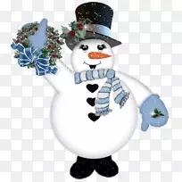 新年，除夕，圣诞贺卡和纸牌-挥舞雪人