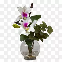 人造花卉装饰玻璃花瓶.康乃馨中的玻璃花环
