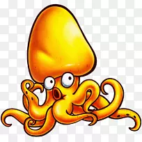 章鱼作为食狗乌贼-可爱的卡通章鱼
