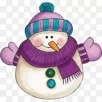 圣诞节装饰品雪人紫色剪贴画卡通雪人