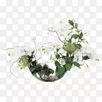 花卉设计花束玻璃布置-白花玻璃花