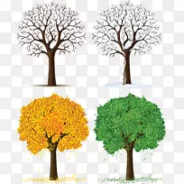 树木季节剪贴画-四个剪贴画