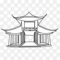 庙宇菜宝塔剪贴画-龙黑白
