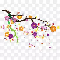 舞狮新年花卉设计-花枝
