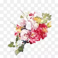 水彩画花园玫瑰花花卉设计插图水彩画花卉