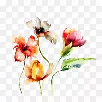 纸水彩画花水彩画