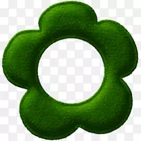 圆圈电脑图标-绿色花朵