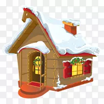 姜饼屋圣诞老人圣诞剪贴画-冬日天鹅剪贴画