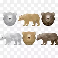 北极熊大熊猫棕熊多边形几何拼贴熊