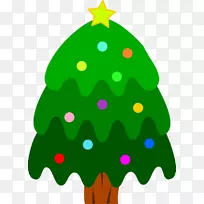 圣诞老人圣诞树绘画剪贴画闪闪发光的圣诞树剪贴画