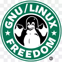 GNU/linux命名争议t恤燕尾服免费软件-星巴克剪贴画