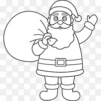 圣诞老人驯鹿黑白圣诞剪贴画-黑色圣诞老人图片