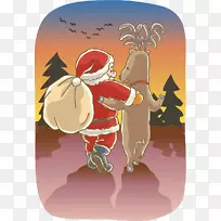 圣诞老人驯鹿画摄影插图-圣诞老人麋鹿卡通插图