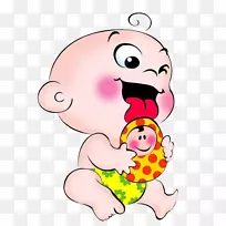 卡通幼儿-坐着玩小孩