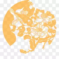 剪纸艺术-风喜鹊背景印刷