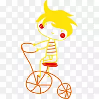 儿童剪贴画-骑自行车的儿童PNG载体材料