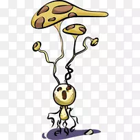 食品蘑菇剪贴画.手绘黄色蘑菇