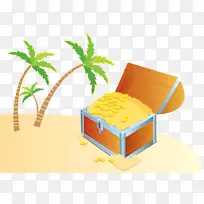 珍宝岛埋藏珍宝插图-椰子树旁边的硬币盒