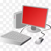 电脑鼠标电脑键盘桌面电脑剪贴画电脑红色套装