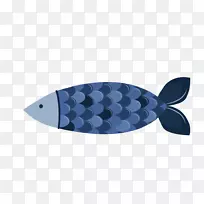 鱼土坯插画-一条蓝色的鱼