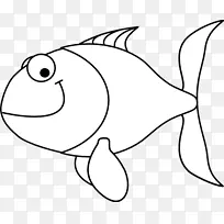 黑白白鱼钓鱼夹艺术-鱼轮廓剪贴画
