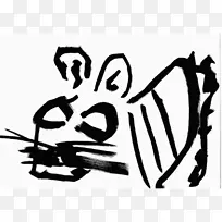 老虎画头和手黑白剪贴画.公共领域图