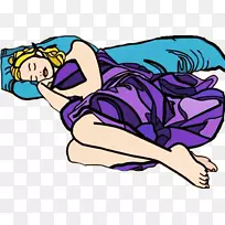 女性剪贴画-现代女性穿着连衣裙入睡
