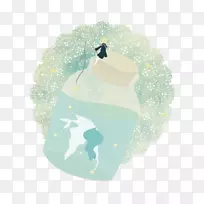 绘画插图-梦画素描，漂流瓶