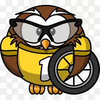 猫头鹰自行车剪贴画-四轮剪贴画