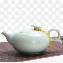 茶壶竹席青瓷茶壶