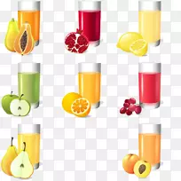 橙汁，冰沙，苹果汁，柠檬水-五颜六色的春夏浪漫时尚，新鲜美味的新鲜水果柠檬茶