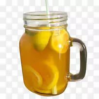 柠檬茶杯-透明玻璃杯加柠檬水果茶