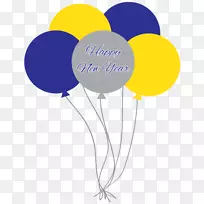 气球蓝金夹子艺术-蓝色黄金剪贴画