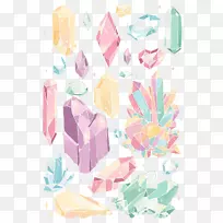 水晶绘制宝石矿物插图.手绘钻石