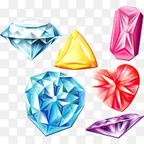 钻石色宝石剪贴画.彩色钻石水晶