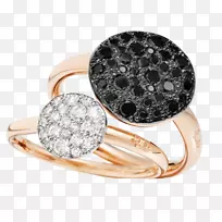 耳环Pomellato珠宝钻石玫瑰金黑色钻石白色钻石实物推广