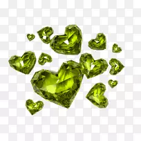 心形钻石夹艺术-绿色心形钻石