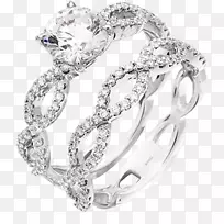 订婚戒指，结婚戒指，钻石-产品类双环钻石戒指